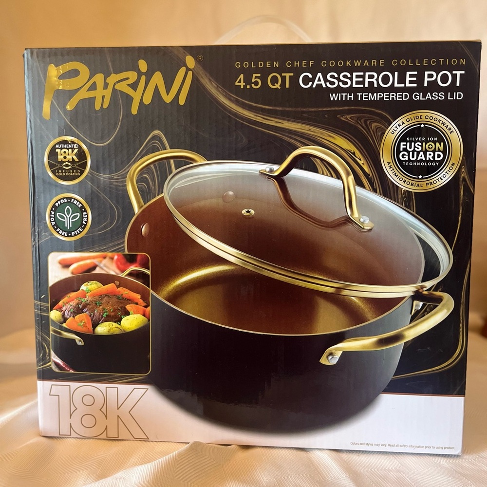 Parini 4.5 qt Casserole Pot with Tempered Glass Lid